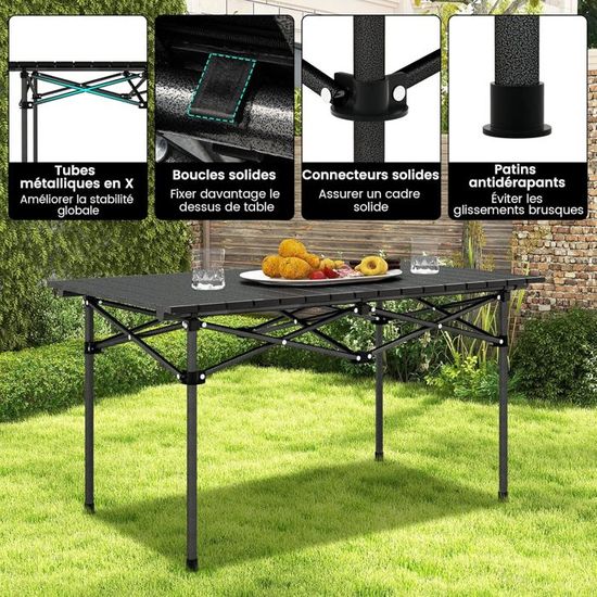 Table De Camping Pliante Kampa Dometic, Grise, Pieds Pliables, Idéale Pique-nique
