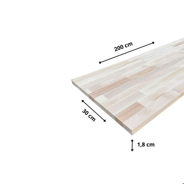 Tablette Hêtre Massif Lamellé Collé 2000 X 500 X 18 Mm - FSC 100%