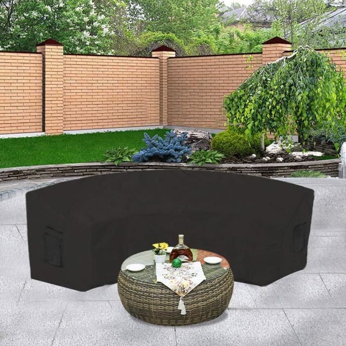 Housse de protection semi-circulaire imperméable en tissu Oxford 210D pour  meubles de jardin, terrasse (170 x 72 x 80 cm)