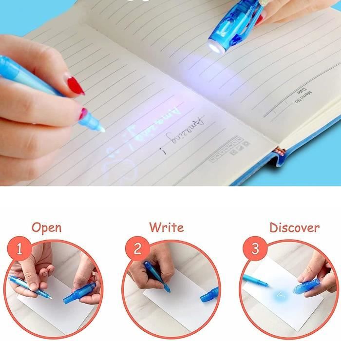 Stylo à encre invisible avec lampe à stylo UV Stylo à code secret avec  lampe UV et