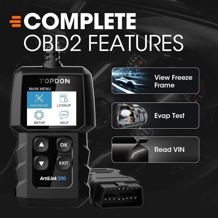 TOPDON AL300 Outil Diagnostic Auto avec Fonctions OBD2 Complètes, Lecteur  de Code OBD2 pour Éteindre Le Voyant du Moteur, Vérif A75