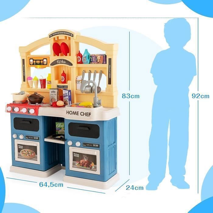 Cuisine Enfants 38 Accessoires Jouet Dînette Lumières et Sons Réalistes Cadeaux de Noël / d'Anniversaire 3 Ans+ Bleu Cuisine Enfants 38 Accessoires Jouet Dînette Lumières et Sons Réalistes Cadeaux de Noël / d'Anniversaire 3 Ans+ Bleu