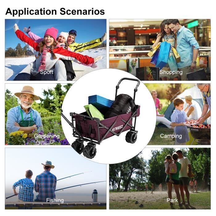 ENKEEO Chariot Utilitaire Pliable d Ext rieur avec auvent