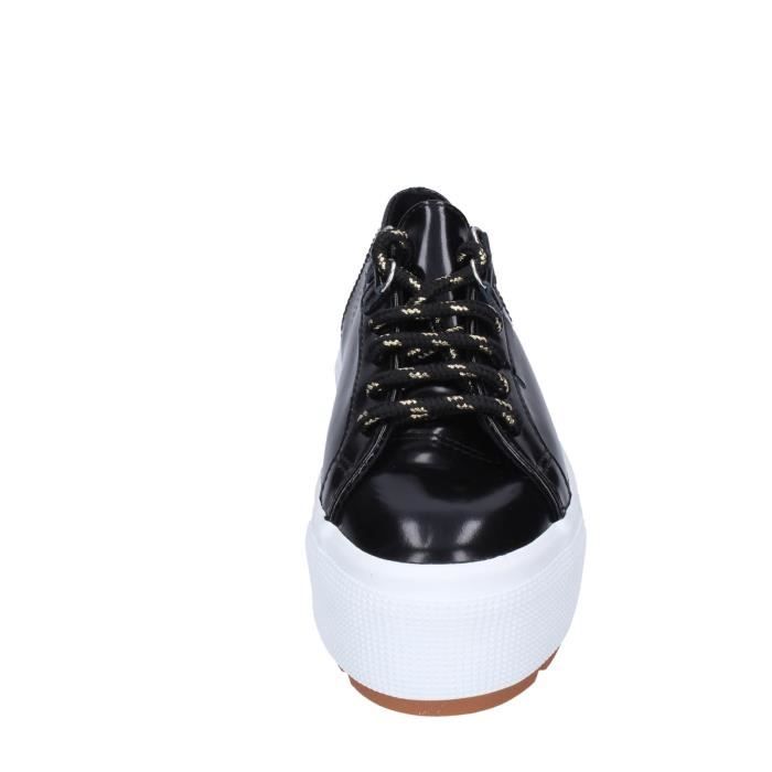 SUPERGA Baskets Femme Noir Cuir brillant BE744 Noir Cdiscount