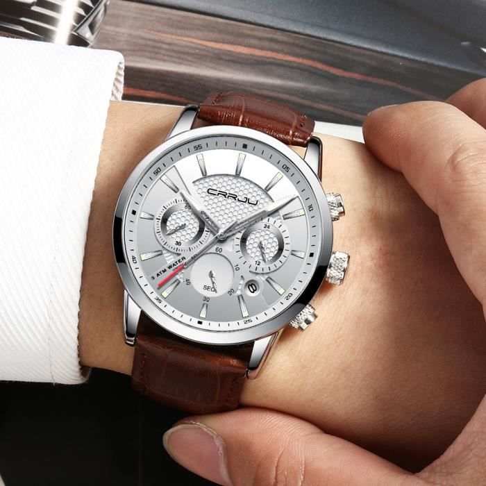 Montre Homme Mode Chronographe tanche Analogique Quartz Casual
