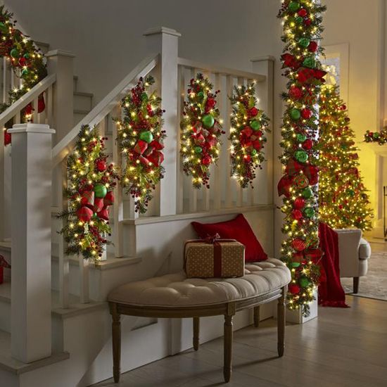 Guirlande Artificielle 2M Blanc Foncé Pour Sapin De Noël Et Décoration