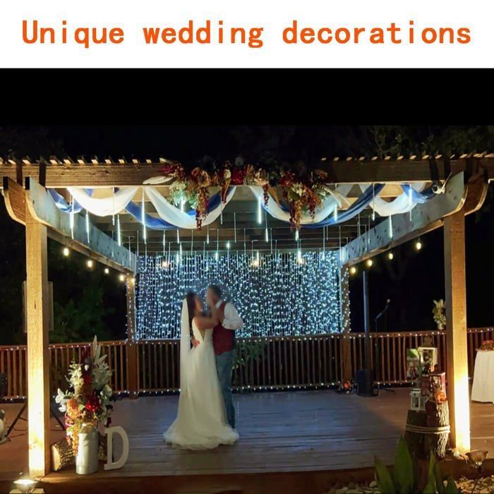 Guirlande LED Noël Étanche - 10 Tubes Effet Pluie De Météores, Multicolore - Pour Décoration Extérieure/Intérieure, Sapin, Jardin, Mariage