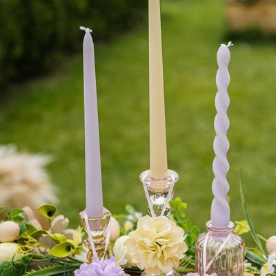Bougies Coniques Lavande Parfumées - Diamètre 2,2 Cm Hauteur 30 Cm, Lot De 12 Pièces