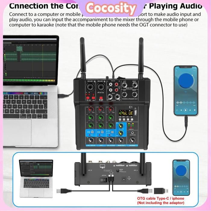 Table De Mixage DJ Enfant – Lumières, Microphone, Clavier USB – 35,5x21x9,5 Cm – Portable