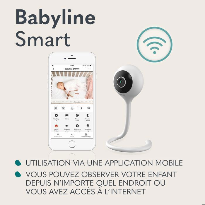 Lionelo Care Babyline Smart WiFi Video Babyfoon met Camera en App | Onbeperkt Bereik | Bewegings- & Geluidsdetectie | Tweeweg Audio | Nachtzicht 10 m | Temp/Vocht Sensor | Slaapliedjes | Zwart