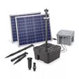 Kit pompe solaire bassin jet d'eau Pro Batt Led 2600L-100W avec batterie, anneau led et filtre immergé-0