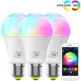 3pcs Ampoule LED intelligente E27 7W Changement de couleur Télécommande WiFi Compatible avec Alexa Google Home Siri IFTTT-0