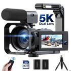 JEEMAK Caméscope 5K+1080P Double objectif 56MP Caméra Vidéo Vlogging WiFi 3'' écran tactile 16X Zoom avec microphone