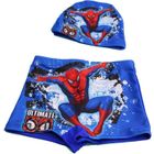 DIAVOLINO Short de Bain Garçon Spiderman Maillot de Bain Enfant avec bonnet - Boxer de Piscine garçon couleur bleu