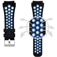 SPORTS Silicone Bracelet de montre pour Samsung Gear S3 Frontier et SM-R760 SM-R770(Noir+Bleu)