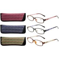 eyekepper Lot de 3 lunettes de lecture pour femme avec beau motif et etui souple pour dames +1.75