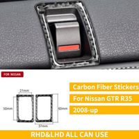 Décoration Véhicule,Autocollants d'intérieur de voiture, en Fiber de carbone pour Nissan GTR R35 2008 2016 - Type Door lock button