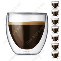 changm- Coffret de 8 Tasse à café-Expresso-Espresso en Verre -80ml , Set-Tasses à café Double paroi, Tasse Expresso Originale.