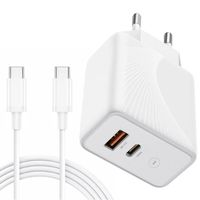 Chargeur Rapide 30W [PD 20W+QC 3.0] + Câble USB-C pour Samsung A53 5G A52-A52s A33 A22 4G-5G A04s A13 4G-5G A12 - Blanc