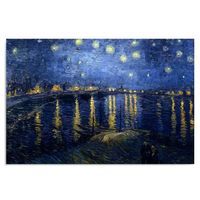 Tableau sur toile, Reproduction de la peinture de V. van Gogh - nuit étoilée sur le Rhône (I-55367) 60x40 cm