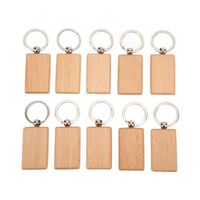 KIMISS porte-clés en bois inachevé 10 pièces porte-clés en bois vierge lisse durable robuste léger uniforme taille porte-clés