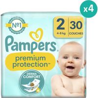 Couches Premium Protection - PAMPERS - Taille 2 - 30 couches - Blanc