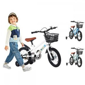 Vélo Enfant 16 Pouces 5-8 Ans - Réglable, Avec Roues Stabilisatrices - FUNYSF