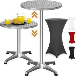 Table De Bar Carrée Avec Pied Central - 60x60x75 Cm, Plateau MDF Imitation Bois, Acier, Pour Salon, Restaurant, Balcon