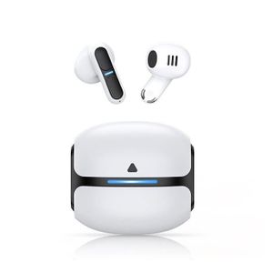 CASQUE - ÉCOUTEURS Casque Bluetooth sans fil, sans écouteurs, étanche pour le sport, suppression du bruit, longue durée de vie, blanc