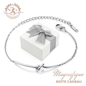 BRACELET - GOURMETTE Bracelet Noeud Raffiné Baigné dans l'Or Blanc. Marque 2SPLENDID®. Boîte cadeau offerte. Idée Cadeau Noël