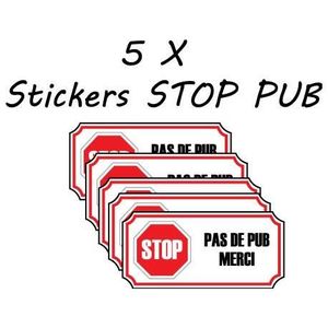 Autocollant Stop Pub à coller sur votre boîte aux lettres