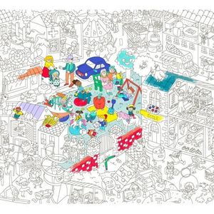 JEU DE COLORIAGE - DESSIN - POCHOIR Poster géant à colorier kids life le mini monde des enfantsOMY