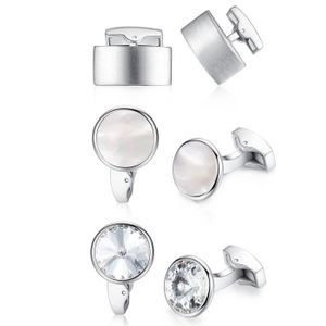 HONEY BEAR Boutons de Manchette Pinces /à Cravate Set Acier Inoxydable pour Le Cadeau Affaires de Mariage de Chemise Hommes Argent Noir