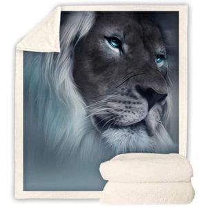 COUVERTURE - PLAID Couvre-lit en velours imprimé lion pour enfants, f