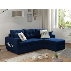 CANAPE CONVERTIBLE Canapé d'angle réversible Astoria - convertible avec coffre - style contemporain - 4 places - Bleu marine