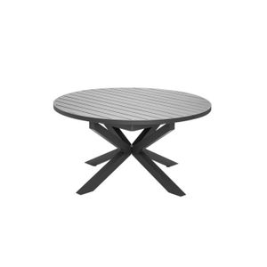 TABLE DE JARDIN  Table de jardin ronde en aluminium gris avec allonge papillon Palma - Jardiline