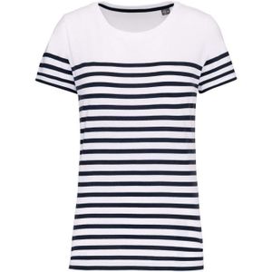 T-SHIRT T-shirt rayé coton bio marinière femme - k3034 - blanc et bleu marine