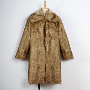 MANTEAU - CABAN manteau femme de marque Section moyenne et longue Grand col en fourrure fausse fourrure parka femme-Marron