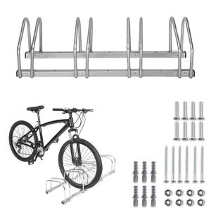 Wolketon Support De Velo 5 Vélos Système Râteliers à Vélo Support Pour Bicyclette en Acier Fixation Sol ou Mur 