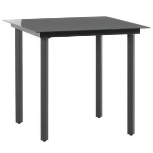 Ensemble table et chaise de jardin Zerodis Salon de jardin 3 pcs PVC Résine tressée Noir AB3060094 HB042