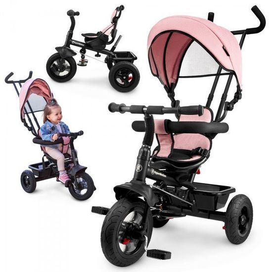 Tricycle évolutif Bébé 4 En 1 – Avec Pare-soleil Pliable, 2 Paniers, Poignée Réglable – Pour Enfants De 1 à 5 Ans, Adaptable En Poussette Puis Tricycle Autonome