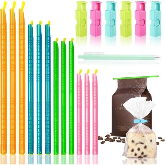 Kellegour 15 Pièces Pince Métal,Pince Sachet Alimentaire,Pinces à Fermeture Inox,Clips De Fermeture Sac Alimentaire,Pinces De Fermeture Clips Pour La Alimentaires,Café,Pain Et Sacs De Casse-Croûte