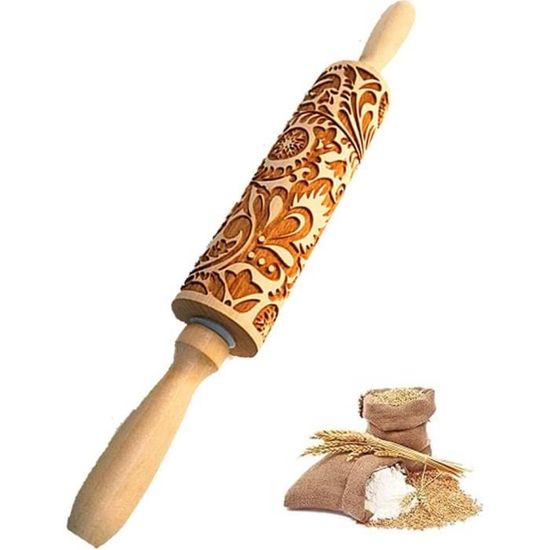 Rouleau à Pâtisserie Gravé Aoveew - Motifs Relief Pour Décoration Gâteaux