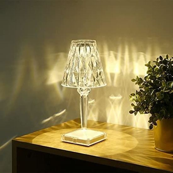 Lampe Diamant Rechargeable Touch par USB，En Acrylique Décoration de Bureau  - Lampe de Chevet - Éclairage de Nuit - Cdiscount Maison