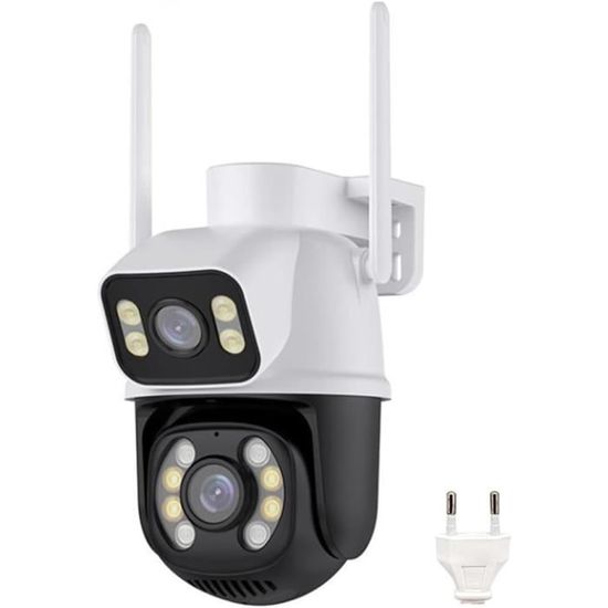 Caméra solaire WiFi Ultra grand angle double objectifs UHD 4K 8MP détection de mouvement avec alerte sirène waterproof 128Go