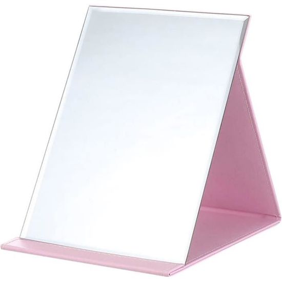 Miroir Pliant De Voyage – Simili Cuir Noir – Dimensions 11,5 X 7,5 Cm – Support Réglable – Idéal Coiffure Et Maquillage