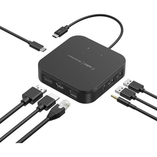 Station D'accueil Thunderbolt 3 Double 4K - Pour MacBook Et PC Windows, Extension De Ports, 2 écrans, Haute Vitesse