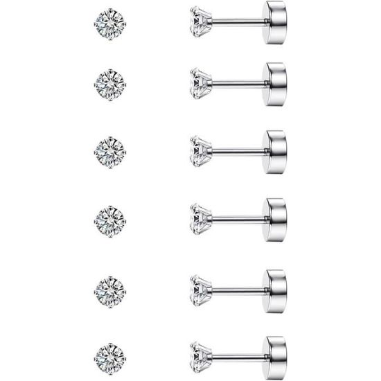 Ensemble Bijoux Enfant Cz 8 Paires Boucles D'oreilles Vissées Diamday - Acier Inoxydable Hypoallergénique, Motifs Fleur/cœur/papillon - Pour Filles/femmes Boucle D Oreille Enfant