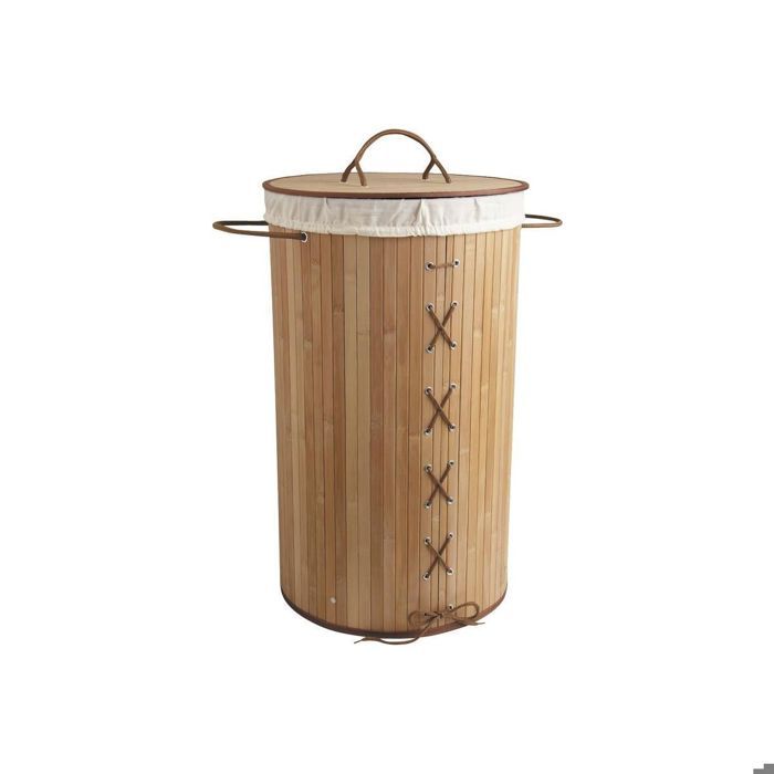 Panier à linge corset en bambou naturel 35x60cm