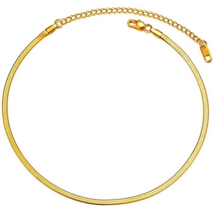 Collier XYGLE fine chaîne en or pour femme avec collier à chevrons plaqué or 15 carats plaqué or 18 carats